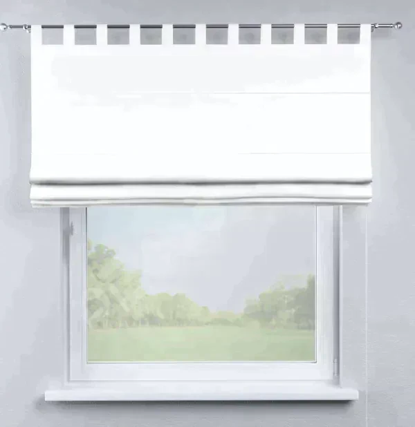 Римская штора «Кортин», лён димаут белый, на петлях