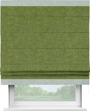 Римская штора «Кортин» с кантом Горизонт, для проема, ткань рогожка димаут, салатовый