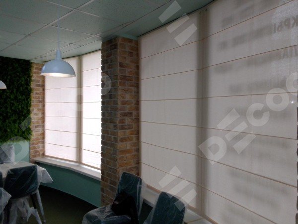 Римская штора «Кортин»,  лён, в бежевом цвете, ширина штор 40-100 см