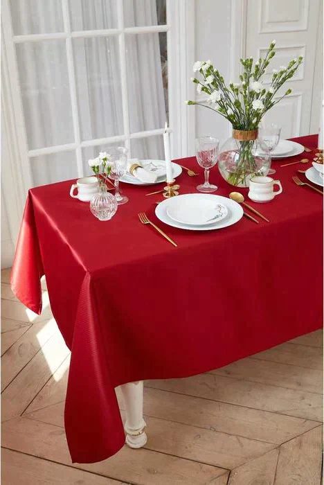 Скатерть "Этель" Elegance 150*250 +/-3см, цв.бордовый, пл. 192 г/м2, хл с ВГМО