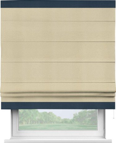 Римская штора «Кортин» с кантом Горизонт, для проема, ткань блэкаут однотонный милано латте