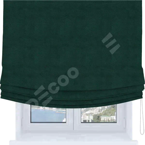 Римская штора Soft с мягкими складками, ткань cotton блэкаут изумруд