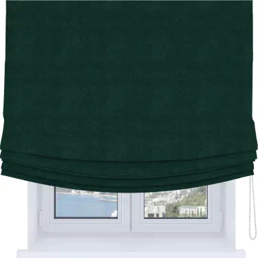 Римская штора Soft с мягкими складками, ткань cotton блэкаут изумруд