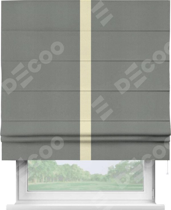 Римская штора «Кортин» с кантом Хайвэй, для проема, ткань блэкаут однотонный тёмно-серый