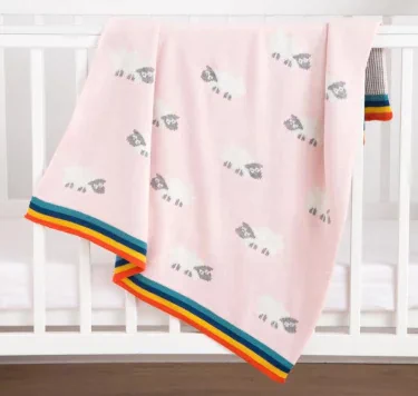 Плед вязаный Крошка Я "Овечки" цв. розовый, 80*100 см, 100% хлопок
