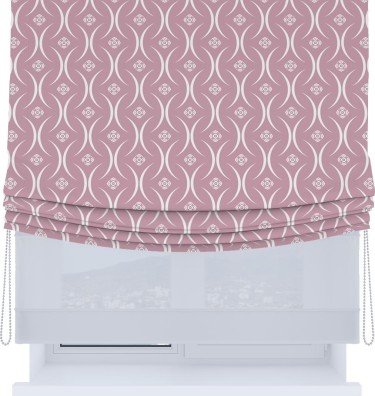 Римская штора «Кортин», день-ночь с мягкими складками, «Воздушный узор розовый»