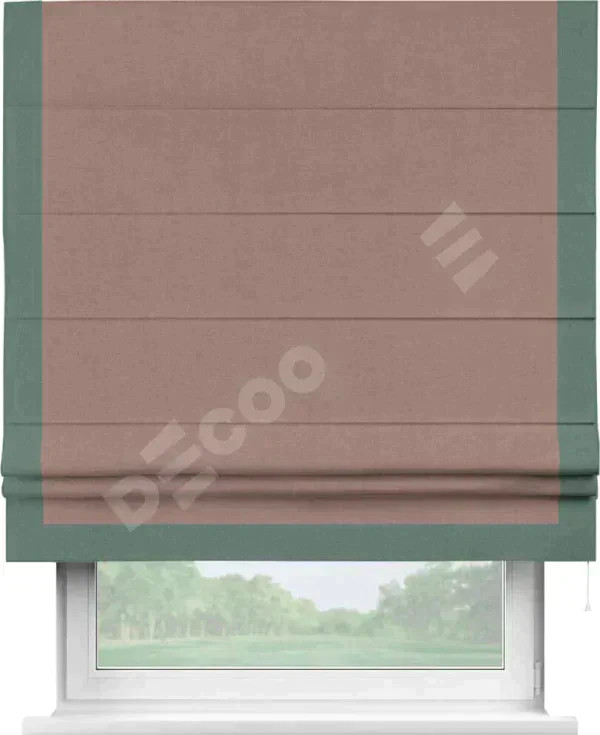 Римская штора «Кортин» с кантом Виктория, для проема, лён блэкаут розовый