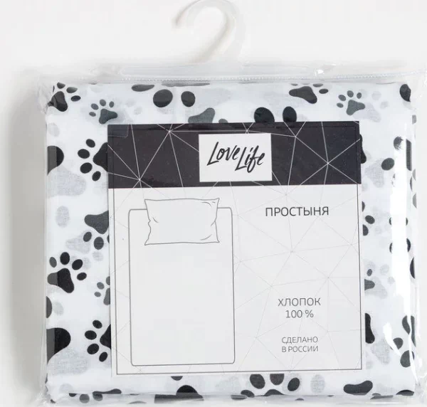 Простыня LoveLife Cat 200х220 см, 100% хлопок, поплин, 125 г/м²