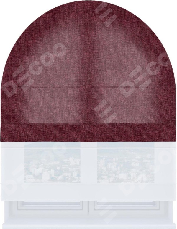 Римская штора «Кортин» день-ночь для арочного проёма, ткань лён кашемир цвет бордовый