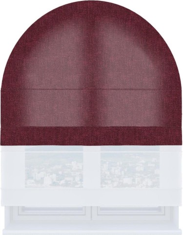 Римская штора «Кортин» день-ночь для арочного проёма, ткань лён кашемир цвет бордовый
