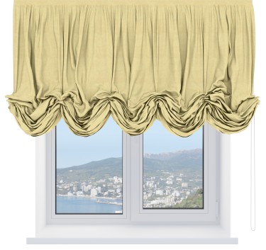 Австрийская штора «Кортин», ткань софт однотонный золотой