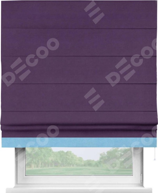 Римская штора «Кортин» с кантом Джестер, для проема, ткань вельвет темно-фиолетовый
