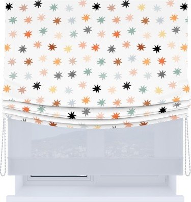 Римская штора «Кортин», день-ночь с мягкими складками, «Разноцветные звёзды»