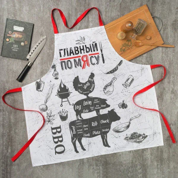 Фартук "Этель" Главный по мясу 73х71 см см, 100% хл, саржа 190 гр/м2