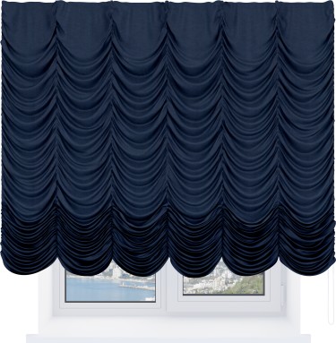 Французская штора «Кортин», софт однотонный тёмно-синий