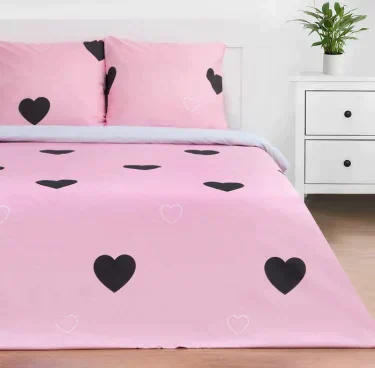 Постельное бельё Этель Дуэт "Pink heart" 143х215 см - 2 шт, 220х240 см, 70х70 см - 2 шт, поплин