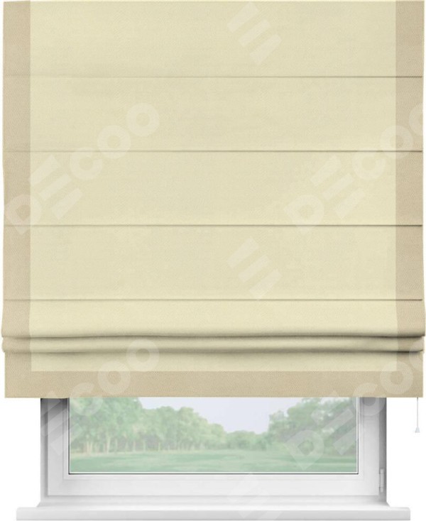 Римская штора «Кортин» с кантом Виктория, для проема, ткань блэкаут однотонный бежевый