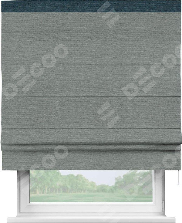 Римская штора «Кортин» с кантом Кинг, для проема, ткань твид блэкаут, серый