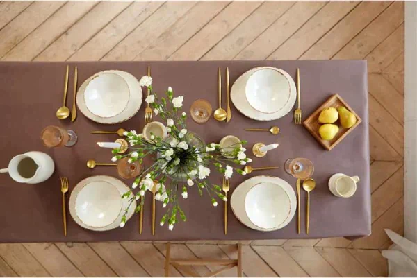 Скатерть "Этель" Elegance 150*220 +/-3см, цв.кофейный, пл. 192 г/м2, хл с ВГМО
