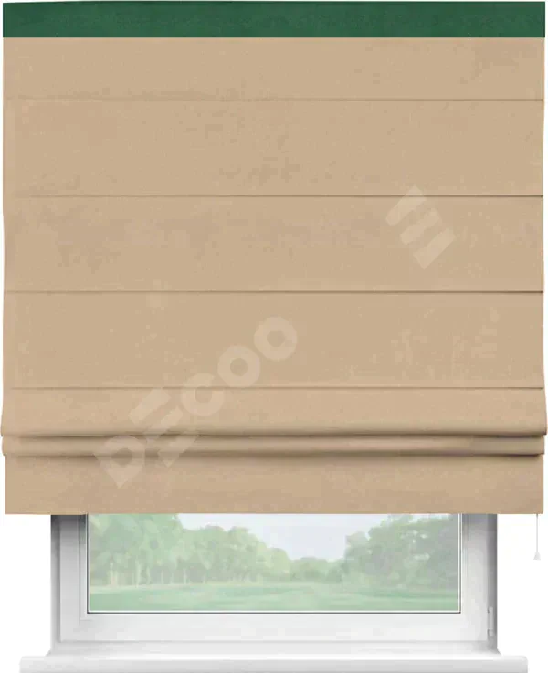 Римская штора «Кортин» с кантом Кинг, для проема, ткань вельвет песочный