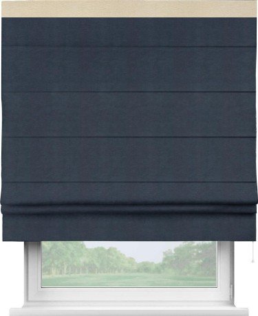 Римская штора «Кортин» с кантом Кинг, для проема ткань софт однотонный тёмно-синий