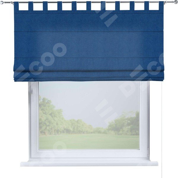 Римская штора на петлях «Кортин», ткань вельвет синий