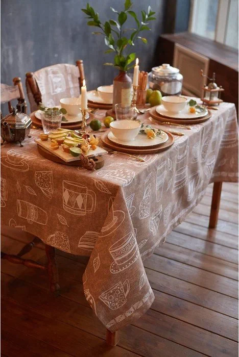 Скатерть "Доляна" Cup of tea 110х144 см, 100% хлопок, 164 г/м2