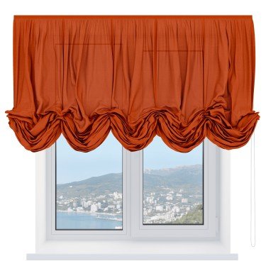 Австрийская штора «Кортин», ткань лён терракотовый