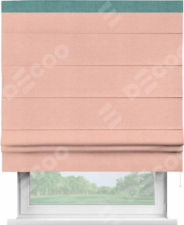 Римская штора «Кортин» с кантом Кинг, для проема, ткань лён розовый