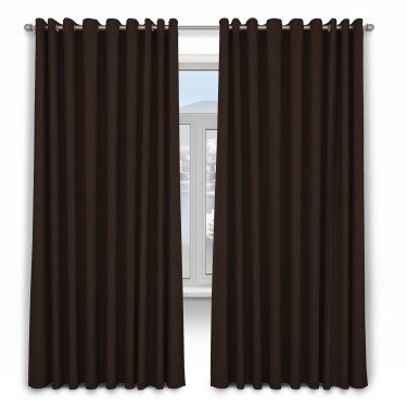 Шторы на люверсах ткань блэкаут однотонный, темно-коричневый