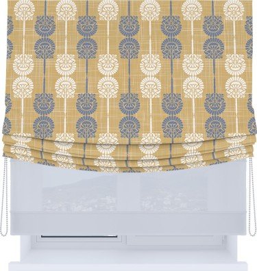 Римская штора «Кортин», день-ночь с мягкими складками, «Венок из ромашки»