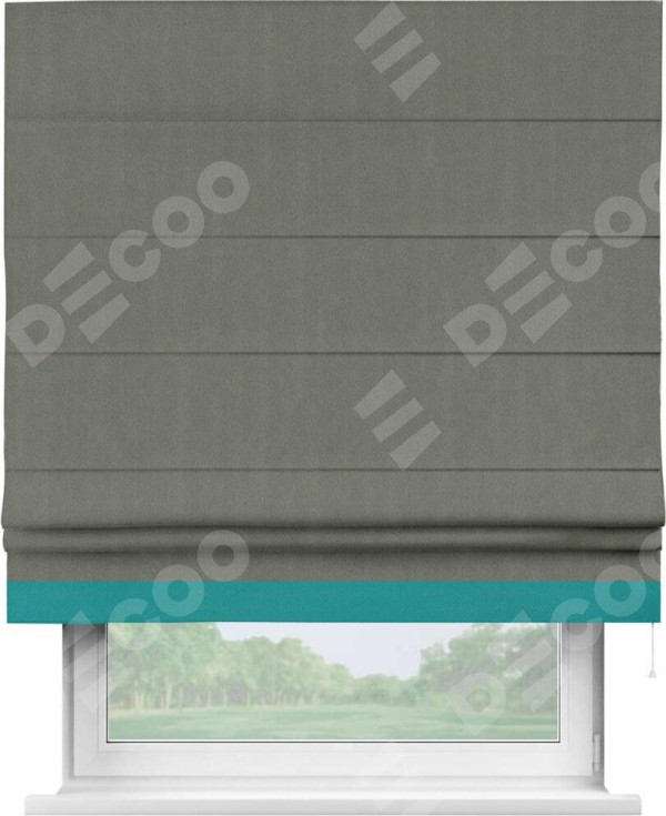 Римская штора «Кортин» с кантом Джестер, для проема, ткань блэкаут однотонный тёмно-серый