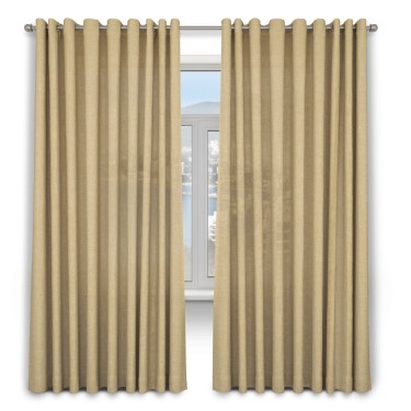 Шторы на люверсах ткань лён тёмно-бежевый