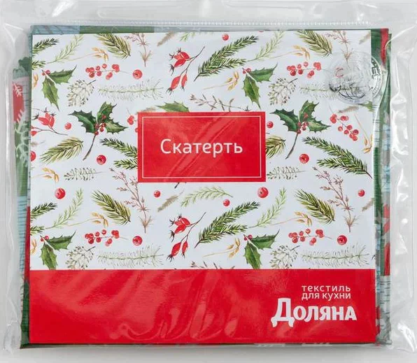 Скатерть Доляна «Новый год: Новогодняя мозаика» 145*220 +/- 2 см, 100% п/э