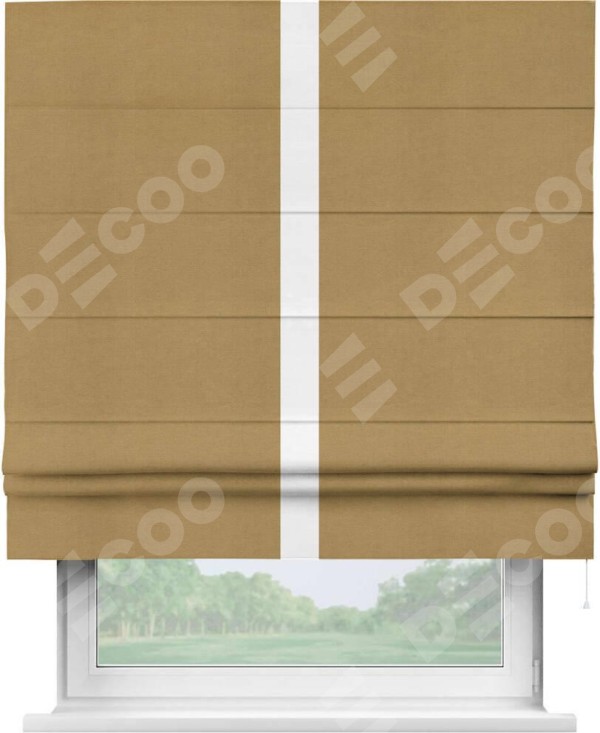 Римская штора «Кортин» с кантом Хайвэй, для проема, ткань вельвет горчица