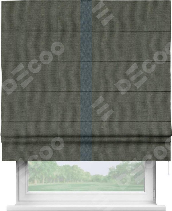 Римская штора «Кортин» с кантом Хайвэй, для проема, ткань лён димаут, графит