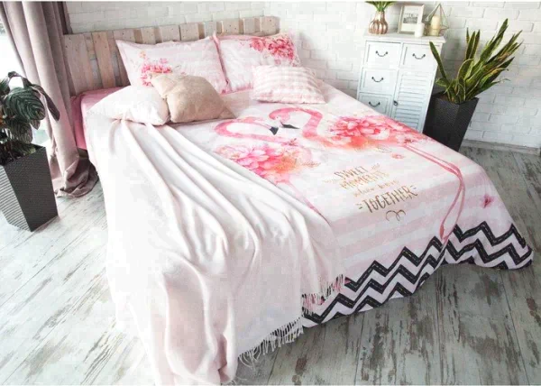 Постельное белье "Этель" 2 сп Flamingo 175*215 см, 200*220 см, 50х70+3 см - 2 шт