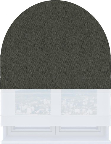 Римская штора «Кортин» день-ночь для арочного проёма, ткань твид блэкаут тёмно-серый