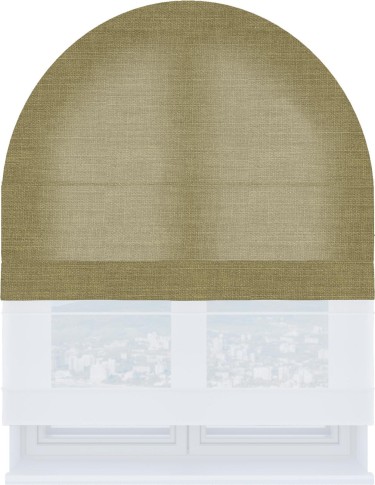 Римская штора «Кортин» день-ночь для арочного проёма, из ткани лён коричневый