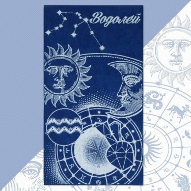 Полотенце махровое Этель "Знаки зодиака: Водолей" синий, 67х130 см, 100% хлопок, 420гр/м2