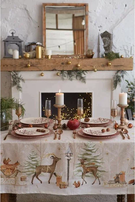Набор столовый Этель "Christmas forest" скатерть 150*110 +/-3см с ГМВО, салф.40х40см - 4шт,