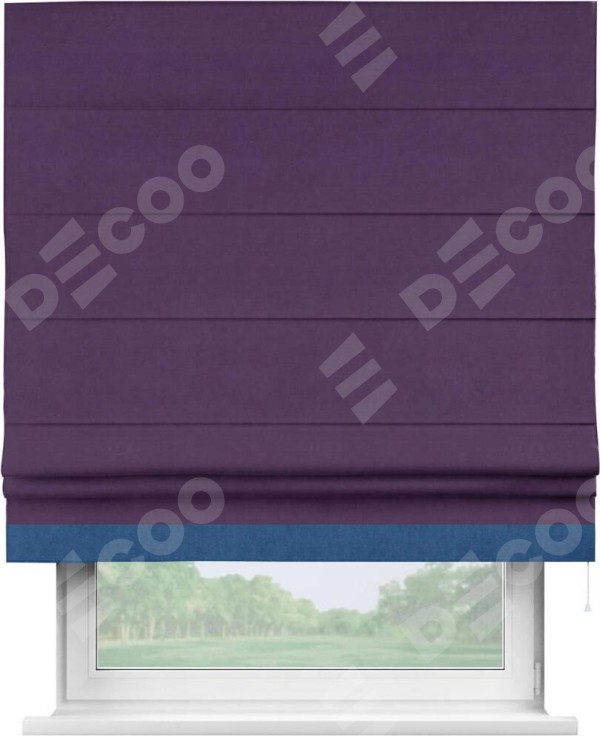 Римская штора «Кортин» с кантом Джестер, для проема, ткань вельвет темно-фиолетовый