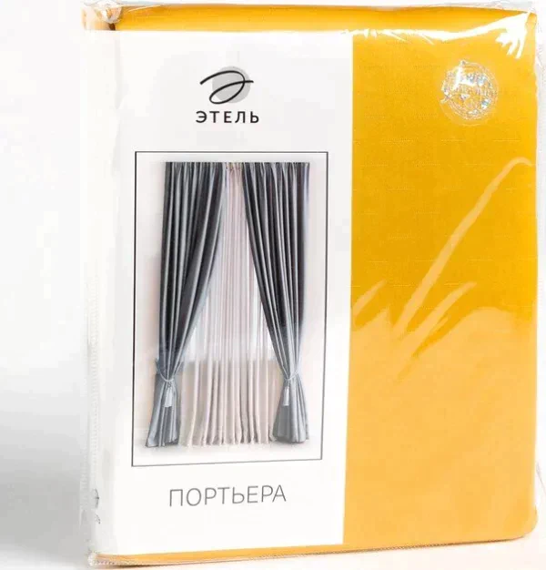 Штора портьерная Этель "Штрихи"цв.желтый,на шторн.ленте 250*265 см,100% п/э