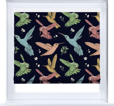 Римская штора «Кортин» кассетная «Птицы и цветы»