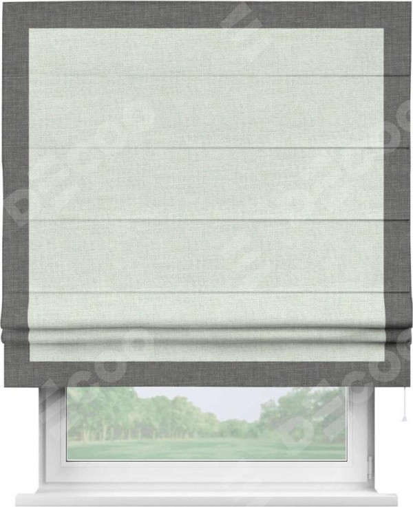 Римская штора «Кортин» для проёма, лён топлёное молоко, с кантом Чесс