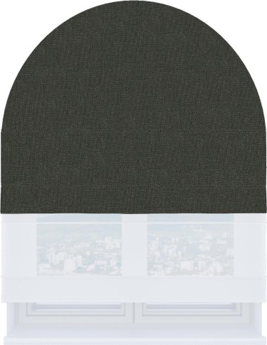 Римская штора «Кортин» день-ночь для арочного проёма, ткань лён димаут графитово-серый