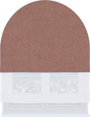 Римская штора «Кортин» день-ночь для арочного проёма, лён блэкаут розовый