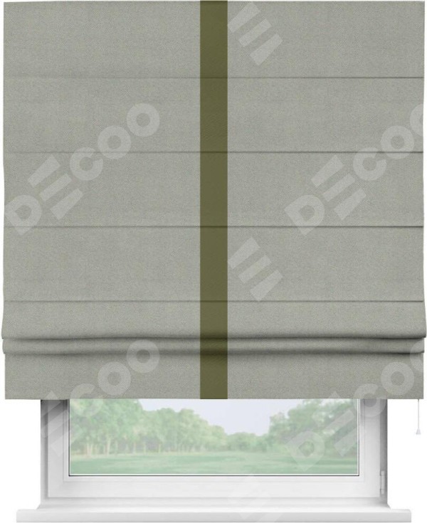 Римская штора «Кортин» с кантом Хайвэй, для проема, ткань блэкаут однотонный серый
