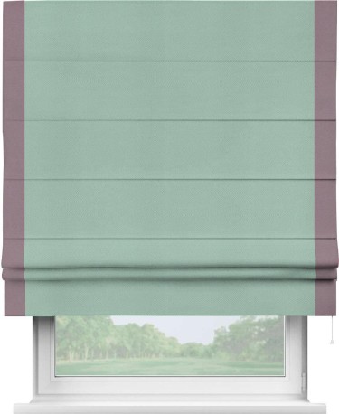 Римская штора «Кортин» с кантом Стрим Дуо, для проема, ткань блэкаут однотонный ментоловый