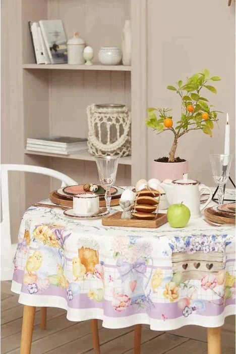 Скатерть "Этель" Spring easter d=149 см +/-3см, 100% хл, саржа 190 гр/м2